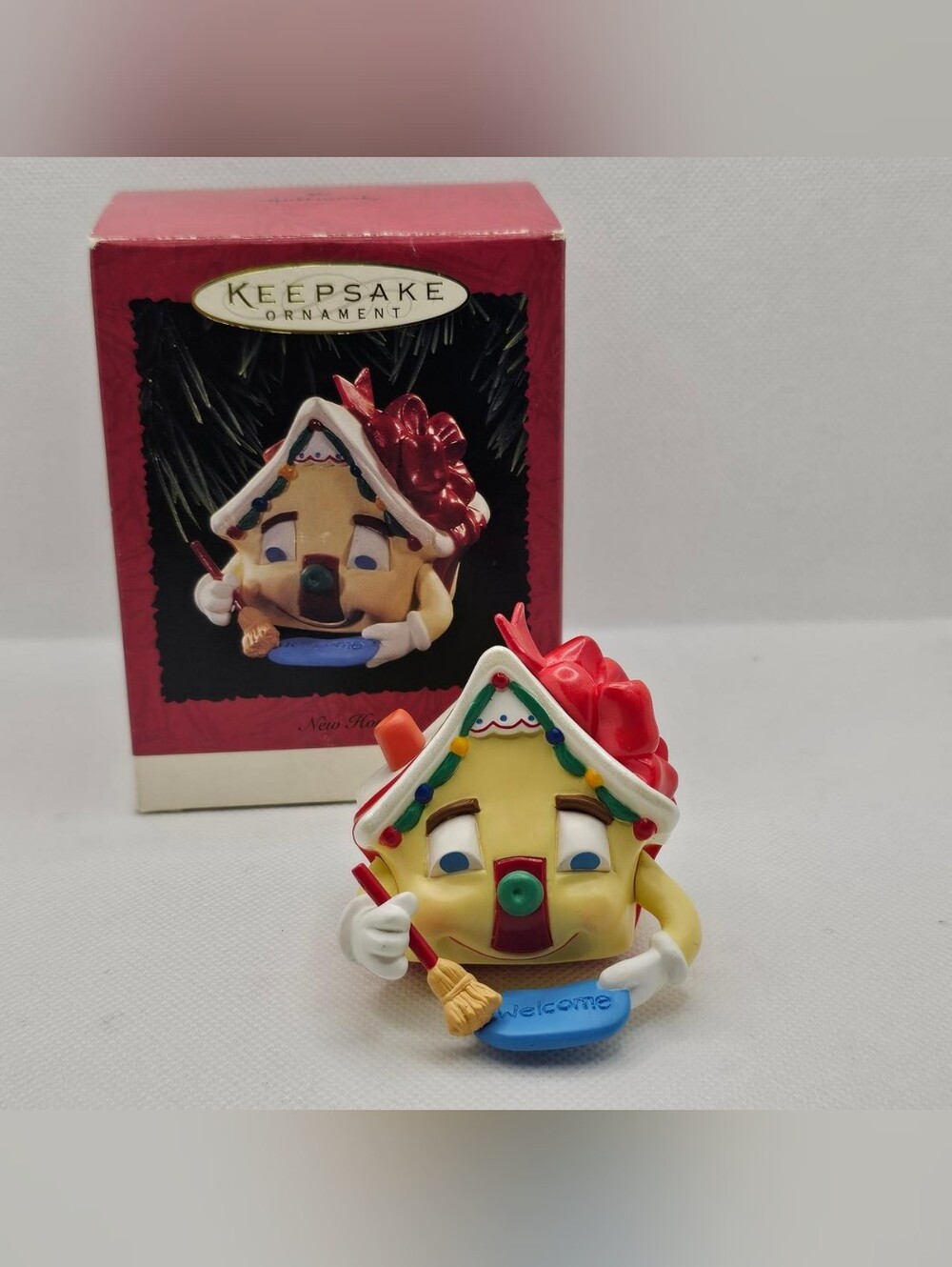 New Home 1995 Hallmark Christmas Ornament Holiday Welcome house yellow Painter